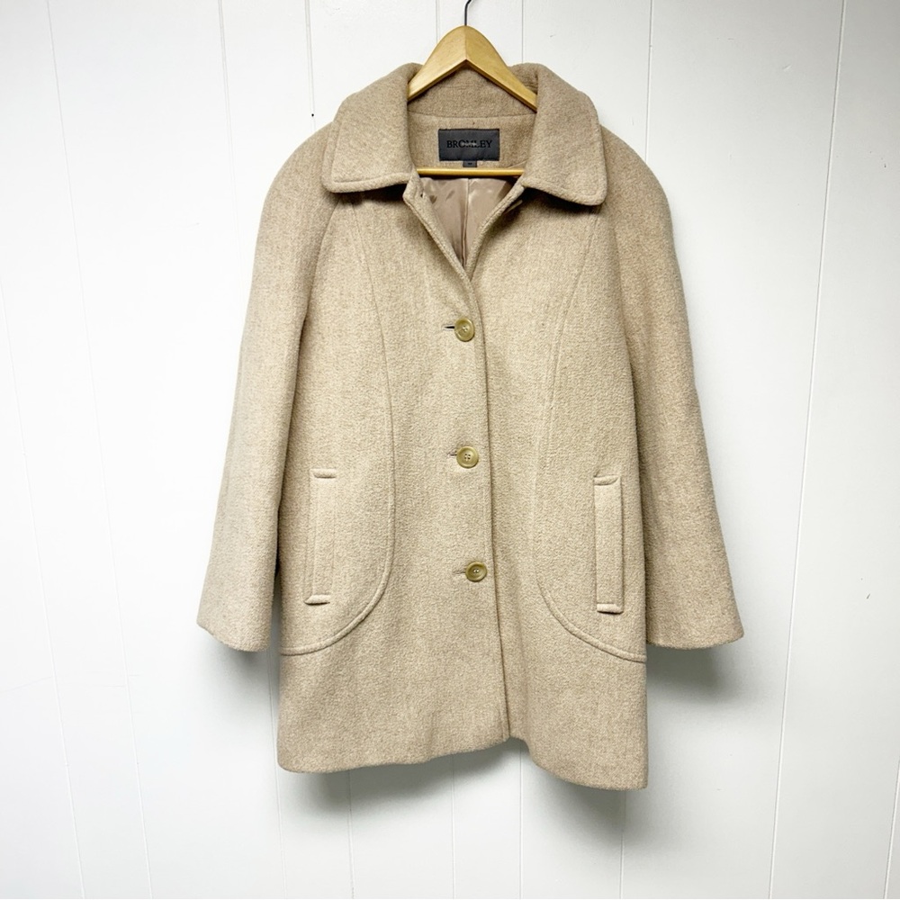 Bromley Collection Tan Wool Blend Pea Coat 14P